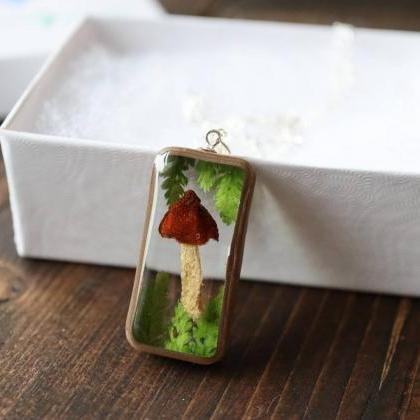 Real Mushroom Necklace / Handmade B..