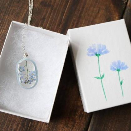 Forget-me-not Necklace / Real Flower Jewelry /..