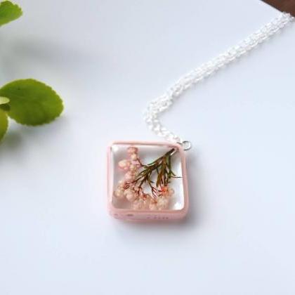 Rice Flower Necklace / Real Flower Jewelry / Gift..