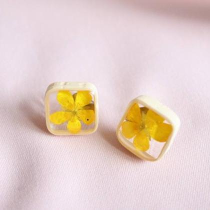 Buttercup Stud Earrings / Real Flower Jewelry /..