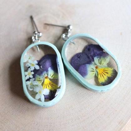 Real Pansy Earrings / Lovely Gifts For Her /..