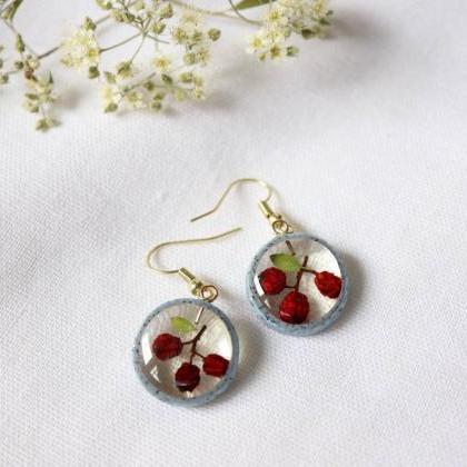 Real Wildberry Earrings / Lovely Gifts For Her /..