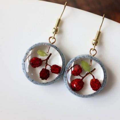 Real Wildberry Earrings / Lovely Gifts For Her /..