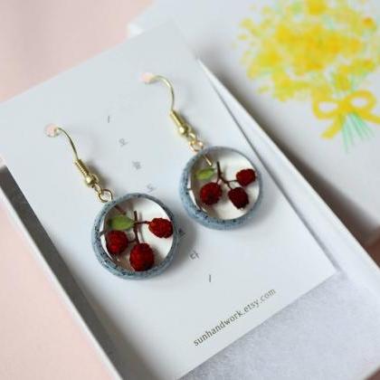 Real Wildberry Earrings / Lovely Gifts For Her /..