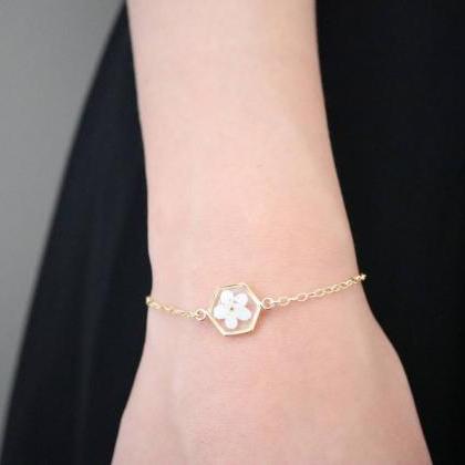 White Forget Me Not Bracelet / Real Flower Jewelry..