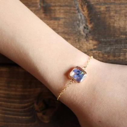 Blue Wildflower Bracelet / Real Flower Jewelry /..