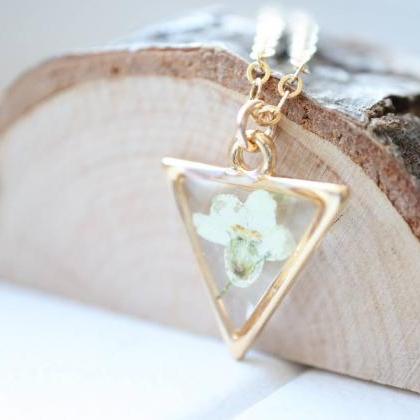 White Forget Me Not Necklace_Triang..