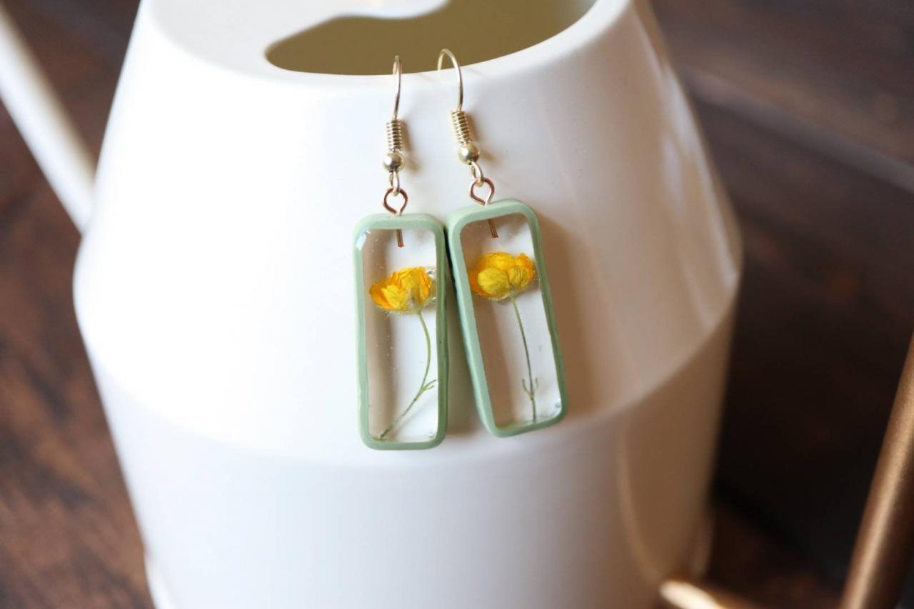 Buttercup Earrings / Lovely Gifts For Her / Handmade Resin Jewelry / Botanical Jewelry