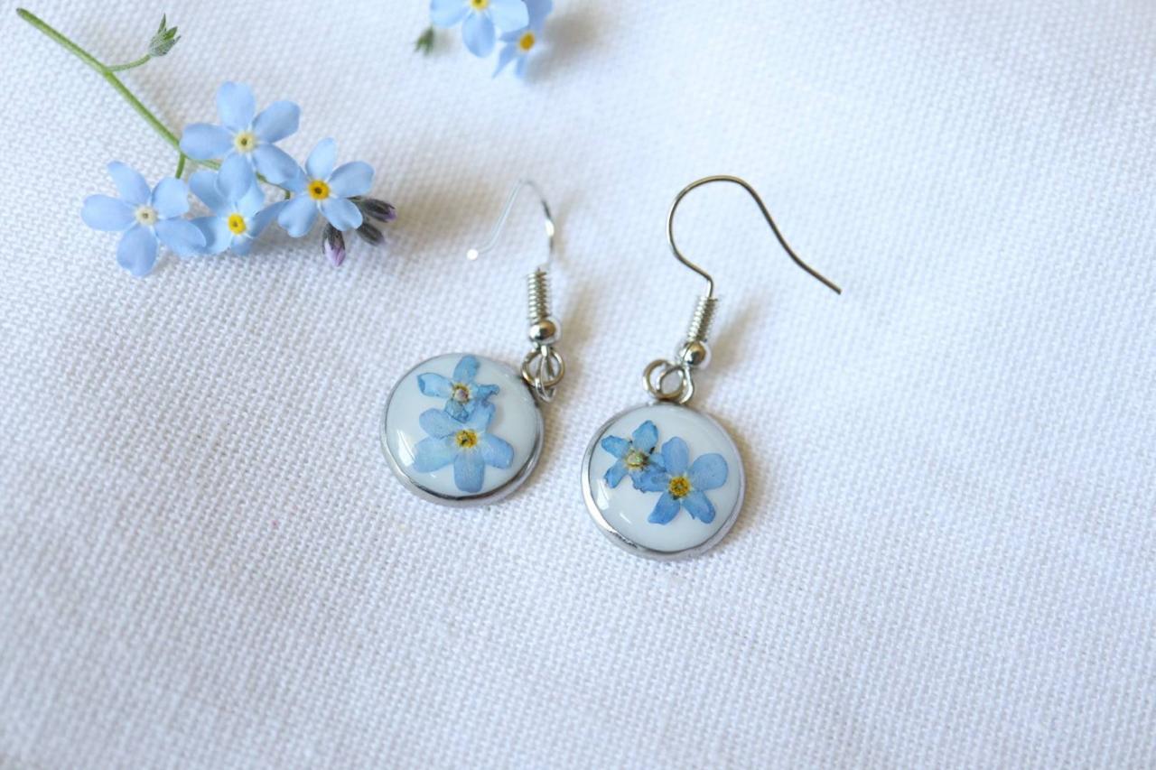 Forget Me Not Dangle Earrings / Dainty Gifts For Her / Pressed Flower Jewelry / Floral Jewelry