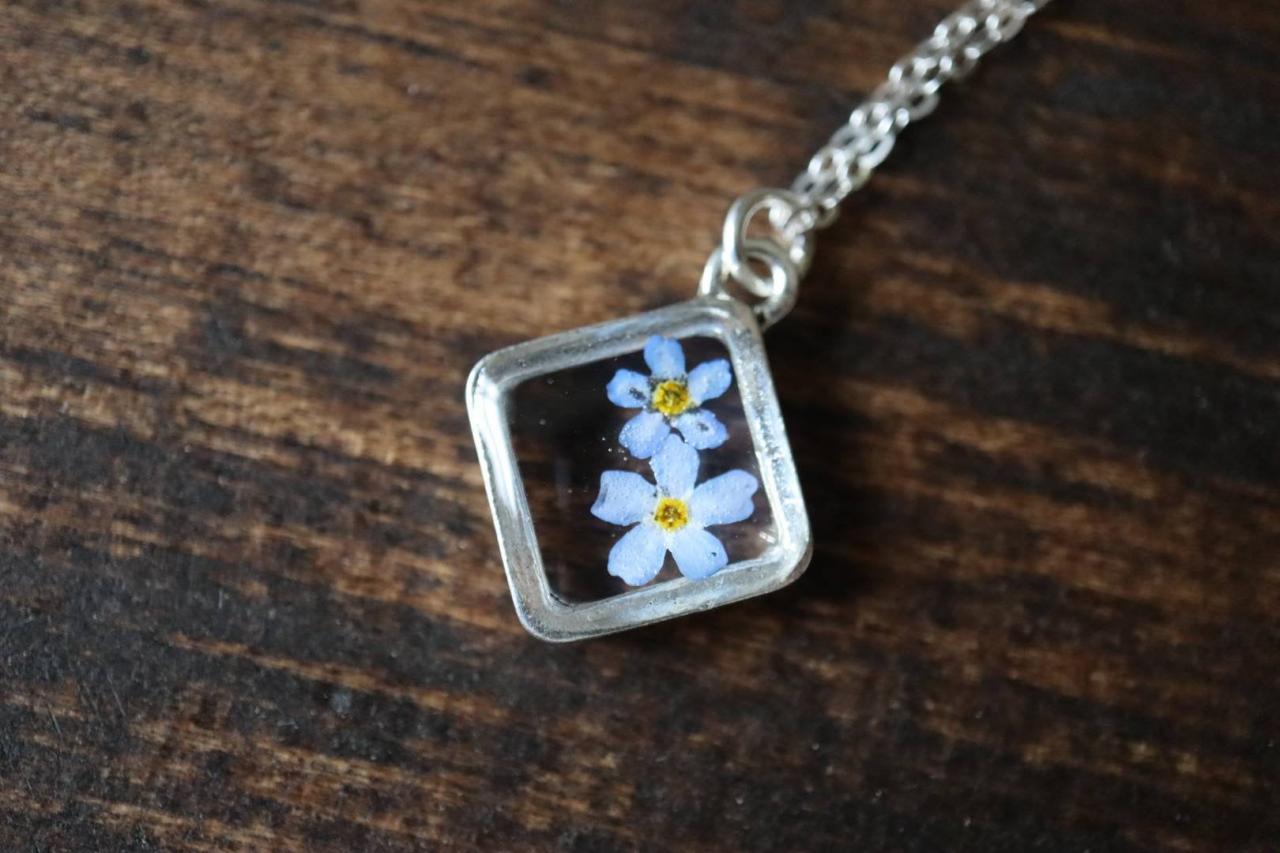 Forget Me Not Necklace / Dainty Nature Jewelry / Adorable Gift / Sterling Silver Chain