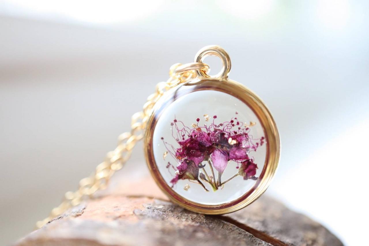 Tiny Bouquet Necklace / Handmade Botanical Jewelry / 14k Gold Filled Chain / Gift For Her