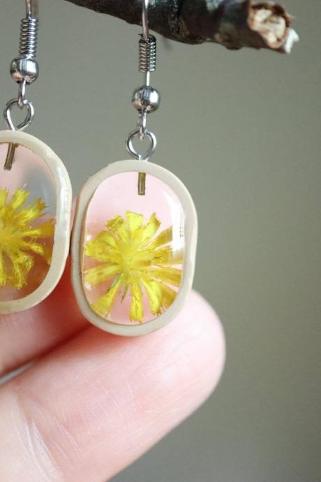 Yellow Wildflower Earrings / Lovely Gifts For Her / Handmade Resin Jewelry / Botanical Jewelry