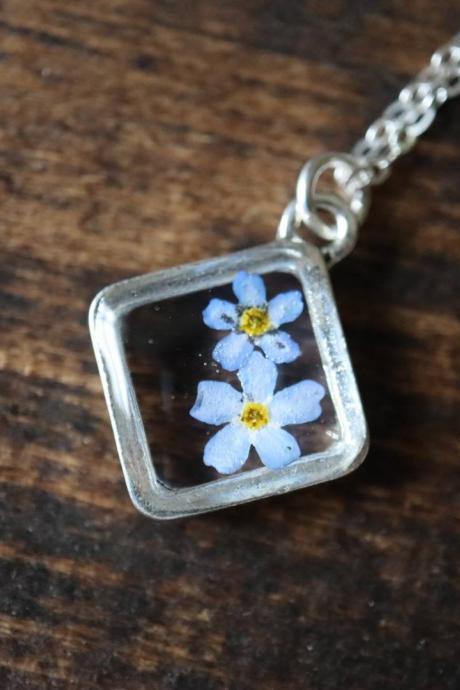 Forget Me Not Necklace / Dainty Nature Jewelry / Adorable Gift / Sterling Silver Chain