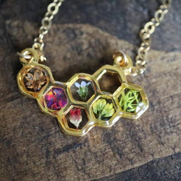 Assorted Wildflower Necklace / 14k Gold Filled Chain / Real Flower ...